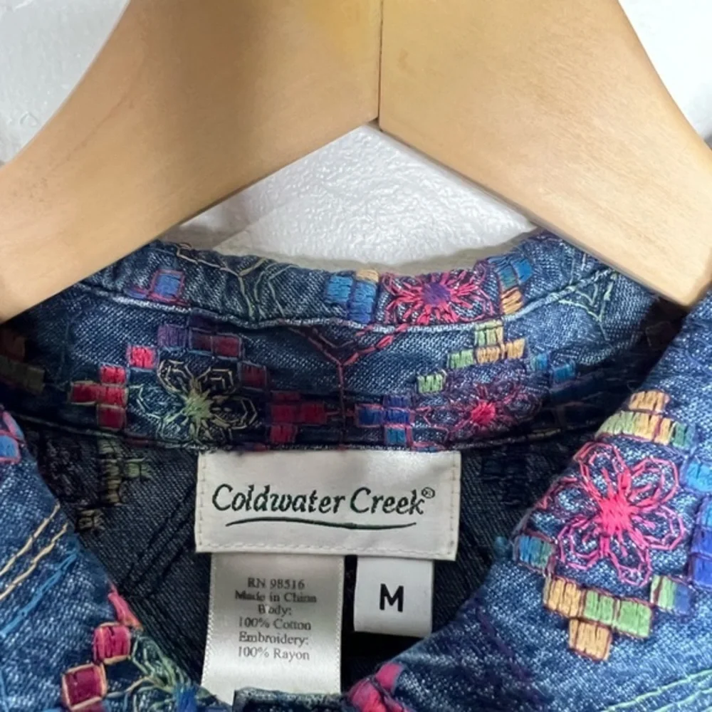Shacket Denim Shirt LightweightJacket | Medium Southwest Embroidered EUC